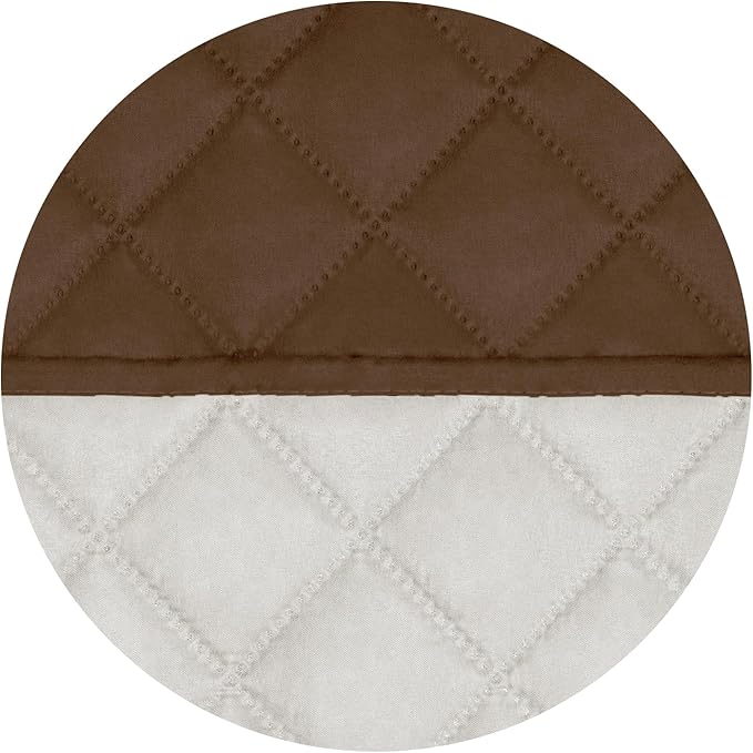 PureFit Reversible Quilted Sofa Cover, Water Resistant Furniture Protector, Washable Couch Cover with Non Slip and Elastic Straps for Kids, Dogs, Pets (Oversized Recliner, Coffee/Ivory)