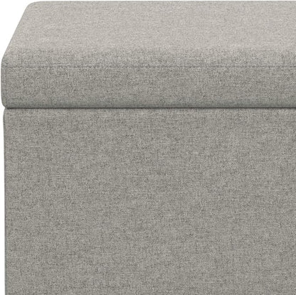 SIMPLIHOME Avalon 54 inch Wide Contemporary Rectangle Extra Large Storage Ottoman Bench in Cloud Grey Polyester Linen Fabric, Assembled, for The Living Room, Entryway and Family Room