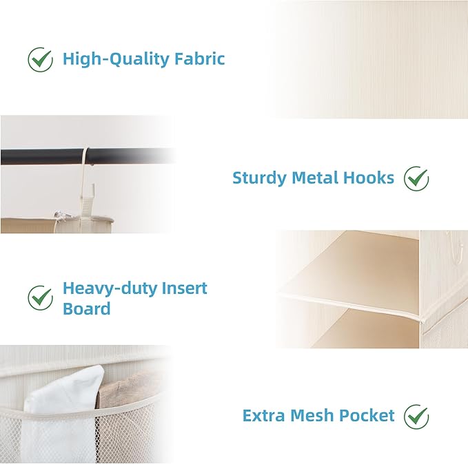 StorageWorks 6-Shelf Closet Organizers, Two 3-Shelf Separable Hanging Shelves for Closet, 12" D x 12" W x 48 ¼"H, Mixing of Beige, White & Ivory