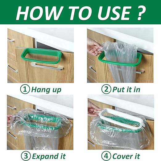 VinBee 5 PCS Portable Trash Bag Holder Hanging Trash Garbage Bag Holder Hanging Kitchen Cupboard Door Back Style Stand Trash Garbage Bags Storage Rack for Kitchen Cupboard