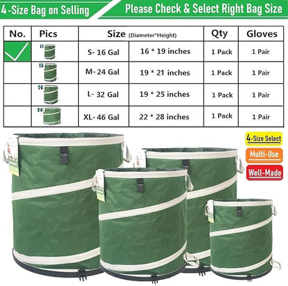 16-Gallon Collapsible Trash Can (16x19 in) Hard-Shell Bottom Yard Garden Bag for Pop-Up Trash Can,Recycling Bin,Yard Waste Container,RV Camping Waste Bin,Laundry Hamper,Lawn Grass,Leaf Bag,Weed Basket