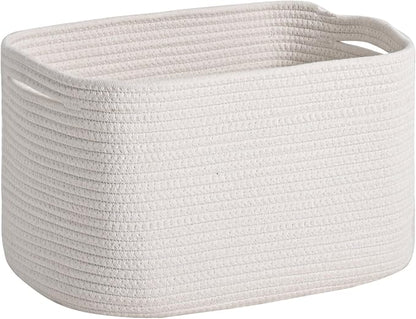 Woven Cotton Rope Storage Basket for Organizing, Cute Decorative Baskets for Gifts Empty, Organizer Bins for Dog Toy, Baby Laundry, 17“×13”×9.5“, Off White