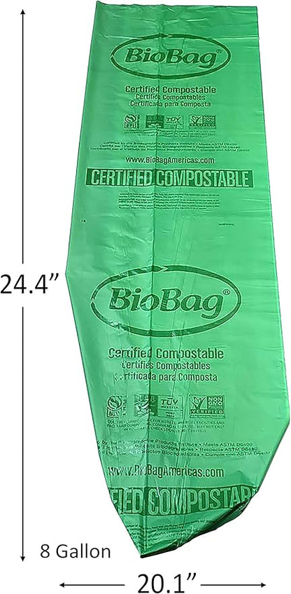 BioBag (USA) The Original Compostable Bag, 8 Gallon, 500 Count, 100% Certified Compostable Trash Bag Liners for Food Waste, Extra Strong and Durable