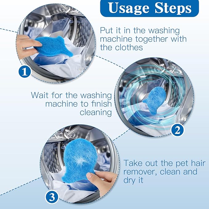 12PCS Pet Hair Remover for Laundry, Reusable Laundry Pet Hair Catcher, Soft Fish Shape Pets Hairs & Lint Catcher for Washing Machine, Dryer, Washer, Bedding, Clothes (Blue)
