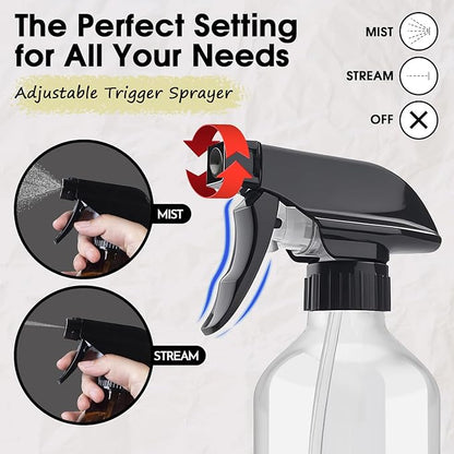 2 Packs Plastic Spray Bottles 360°Water Spray Bottle for Cleaning - 10 oz/300 ml Upside Down Spray Bottle Refillable Small Squirt Bottle with Adjustable Nozzle for Hair, Cooking, Plant, Pet (Brown)