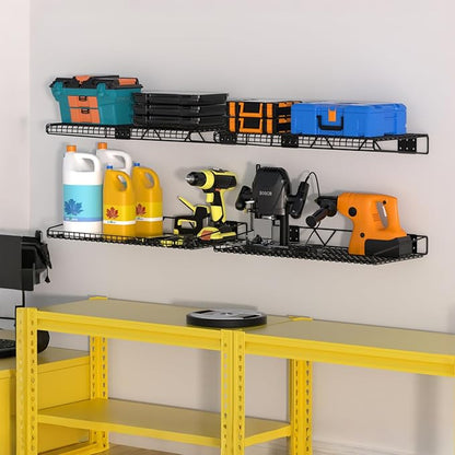 Garage Wall Shelving,4-Pack 12 Inch X 23.8 Inch,Can be Used for Garage, Closet, Laundry Room, Heavy Duty Wall Shelving, Holds Up to 65 Lbs (Black, 12"X23.8", 4)