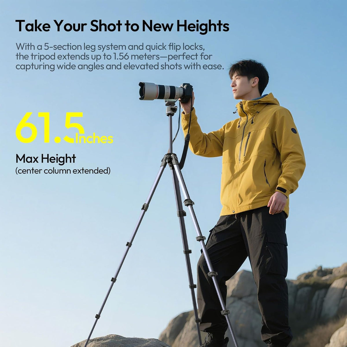 ULANZI Ombra ⅡCamera Tripod 61.5 Inch, 360° Ball Head Travel Tripod Stand with Uka Quick Release Plate for DSLR Sony Canon Fujifilm Camera Smartphone Vlogging Photography with Phone Mount Carry Bag
