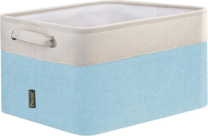 BALEINE 1 Pack Fabric Storage Bins for Shelves, Linen Storage Baskets for Organizing, Decorative Closet Bins for Clothes, Home (Skyblue, 12"x8"x8")