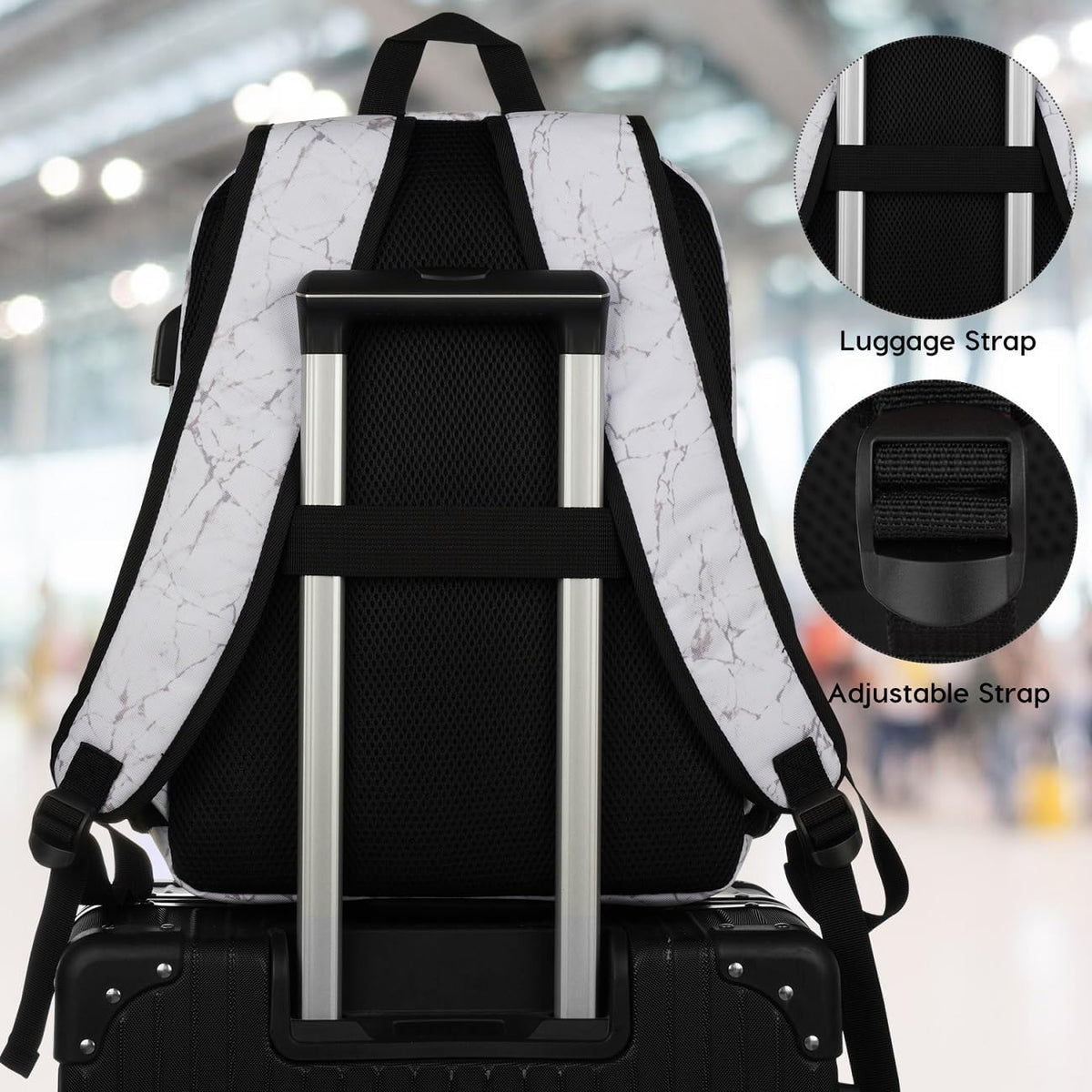 School Backpack,Classic Stone Textured Bookbag Men and Teen Boy Schoolbag with USB Charging Port for High School College Office Work Travel