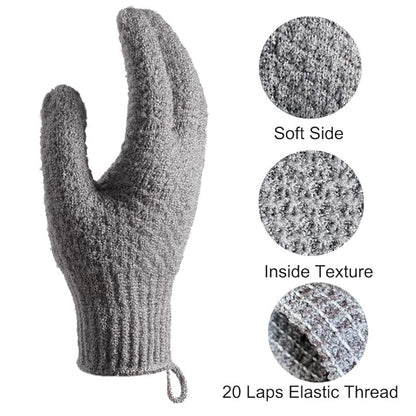 Bath Exfoliating Gloves - 2 Pairs of Lengthened and Large Scrubbing Gloves for Shower, Spa, and Massage - Perfect for Exfoliating Body, Face, Hands, and Feet(2 paris gary)
