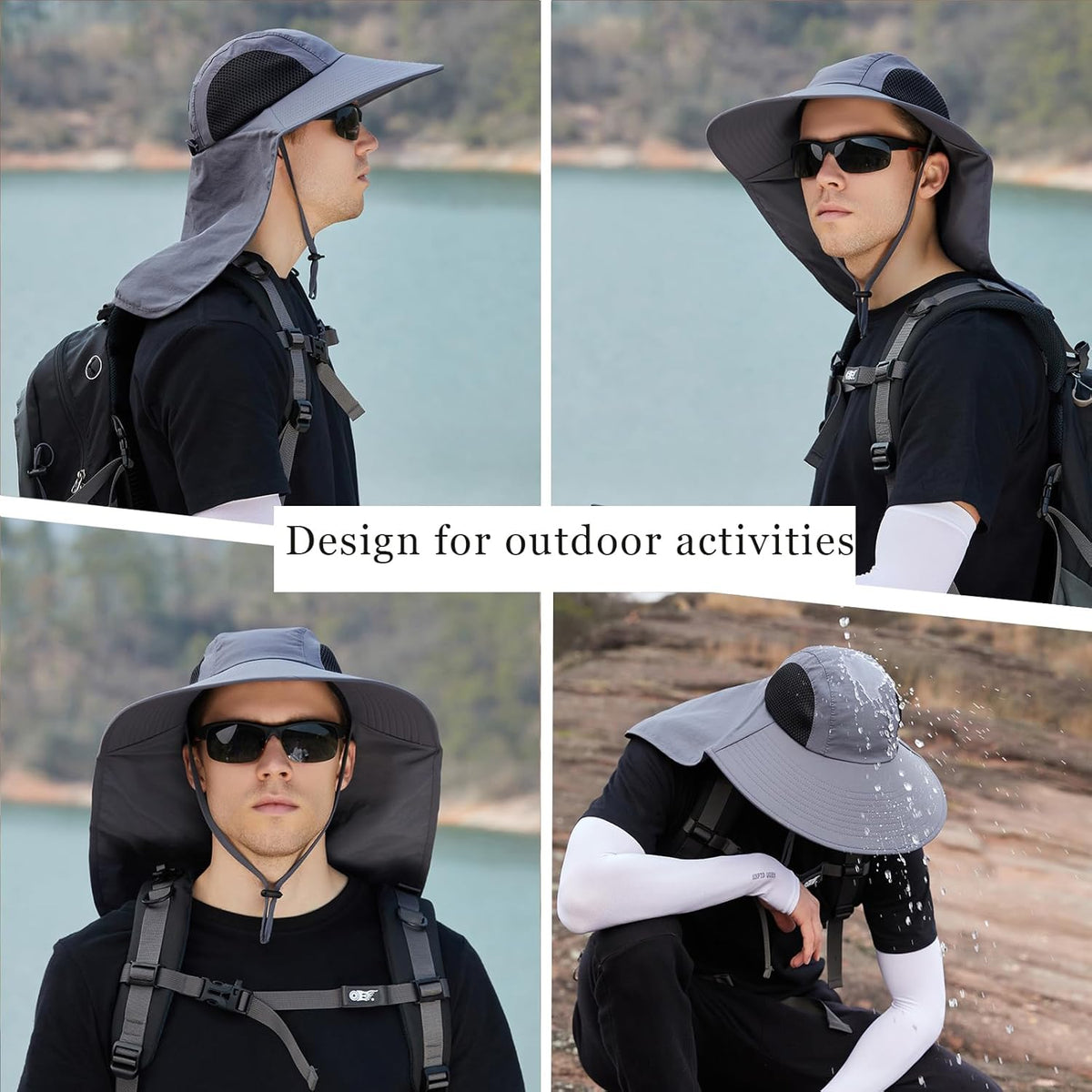 Sun Hat for Men Women with Neck Flap,UPF 50+ UV Protective Hiking Fishing Hats,Wide Brim Sun Hat for Women&Men