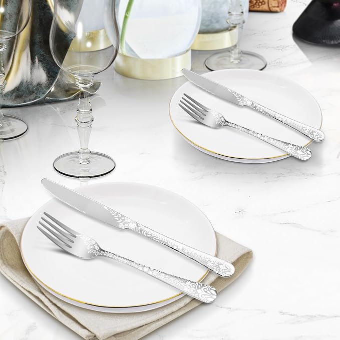 40 Piece Silverware Set, Stainless Steel Flatware Cutlery Set Service
