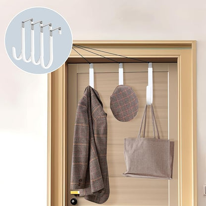HOOSUN 4 Pack Over The Door Hooks,4.96In Hooks for Hanging Heavy Duty Door Hanger,Towel Hanger Hook Holders,Over Door Hangers Hooks Door Hanger Hooks for Hanging Clothes,Towels,Hats,Coats,Bags (White)