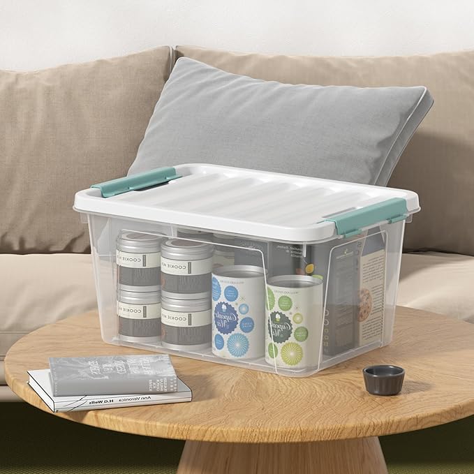 Zopnny 20 Quart Clear Latching Container Box, Plastic Storage Bin with Latching Lid, 6 Packs