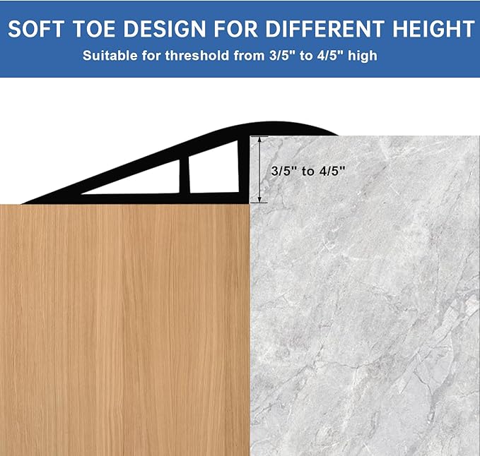 Vinyl Door Threshold Flooring Transition Strip Self Adhesive Carpet Edging Strip for Laminate Doorway Edge Threshold from 3/5" to 4/5" (Gray, 3.3 Ft)