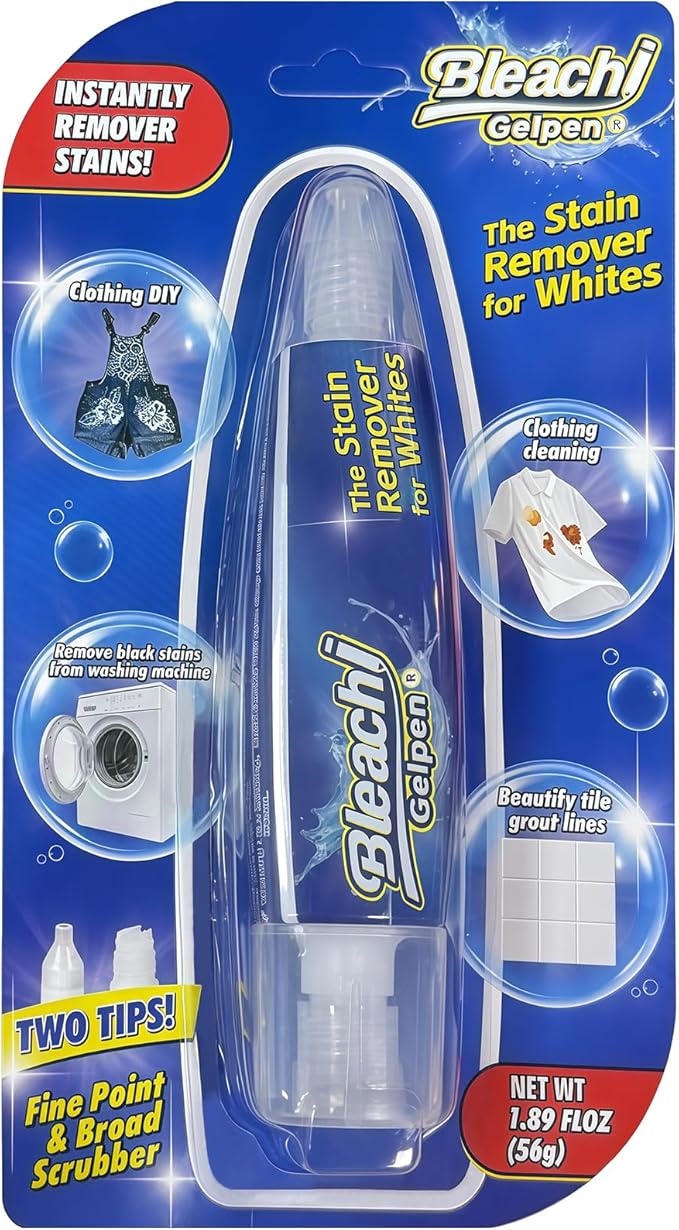 Bleach Pen For Clothing, Bleach Pen, Stain Remover Pen, Clothing Bleached DIY design, Travel Accessories, Lnstantly Remove Stains, Pearl white (1.89 Fl Oz (Pack of 1), Lemon)