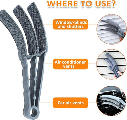 Microfiber Feather Duster, Window Blind Duster Brush, Blind Cleaner Tools for Window Blinds, Air Conditioner Vents, Fans, Car Vents - 1 Brush with 4 Microfiber Sleeves
