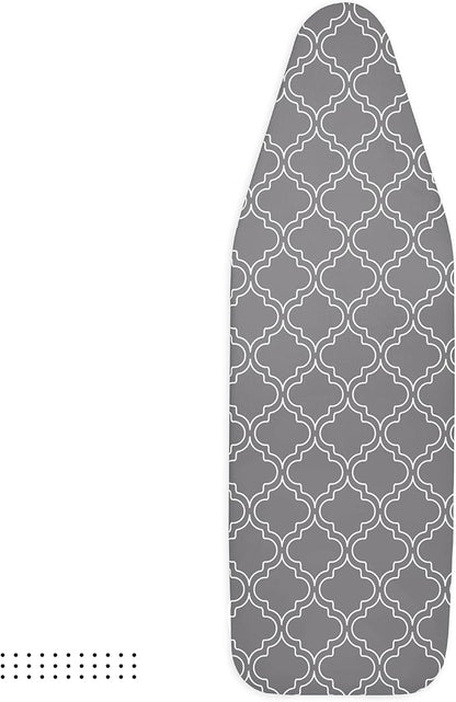 Encasa XO Ironing Board Cover and Pad 54"x15" - Thick 3mm Felt Padding, Drawstring Tightening & Lock, Easy Fit, Scorch & Stain Resistant, Fits Standard Large Ironing Board - Grey Tiles