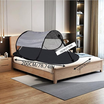 CMINGJ Large Pop Up Mosquito Tent, Portable Foldable Mosquito Net with Bottom for Bed, Camping, Travel, Patio, Suitable for Outdoor Indoor (78 * 28 * 27inch) (Gray Bottom & Gray Top)