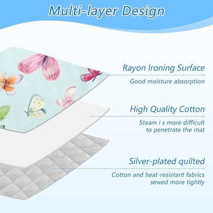 Ironing Mat Portable Ironing Pad Ironing Blanket for Table Top Heat Resistance Double-Side Using Travel Large 47.2 x 27.6 Inch Foldable Lightweight Colorful Butterfly