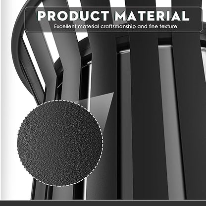 27.6IN Round Large Outdoor Trash Can, Heavy Duty Metal Slatted Garbage Can Outdoor, All Weather Resistant Commercial Garbage Cans, Waste Receptacle in Park, School, Beach, Patio Black