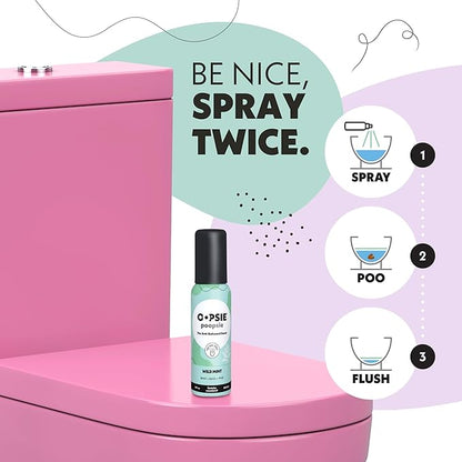 Oopsie Poopsie 2 Pack - Flower Citrus and Wild Mint - Before & After You Go Toilet Spray 2oz Each - Gift Set - Portable Odor Eliminator