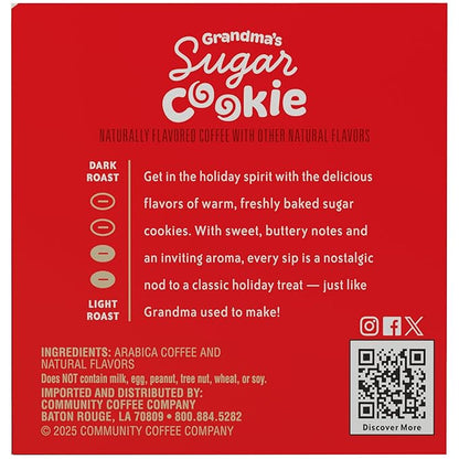Community Coffee Grandma's Sugar Cookie Keurig K-Cup Pods, Limited Edition Holiday Flavor, Natural Ingredients, 10 Count (Pack of 6)