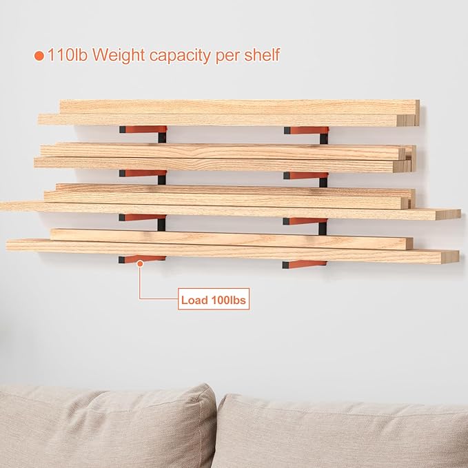 NANANARDOSO Wall Mount Wood Organizer and Lumber Storage,Heavy Duty Metal Shelf with 4-Level,Lumber Metal Racks for Indoor and Outdoor Use,4 Pack