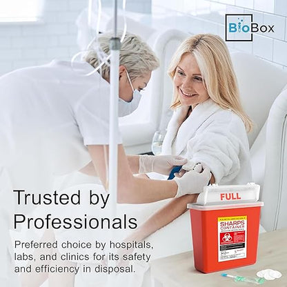 Sharps Container Large - Sharps Containers for Home Use and Labs - Portable Needle Disposal and Travel Size Biohazard Bin - 5 Quart Plus (Pack of 2)