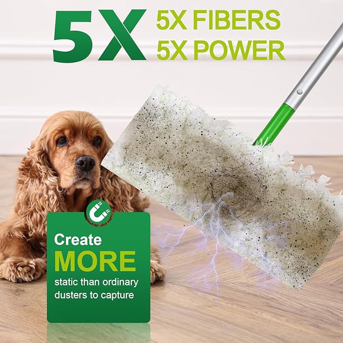 Heavy Duty Dry Sweeping Cloths Compatible with Sweeper Mop, Microfiber Duster Mop Pads Refills for Cleaning Hardwood Floor Dust and Pet Hair, Disposable (100)
