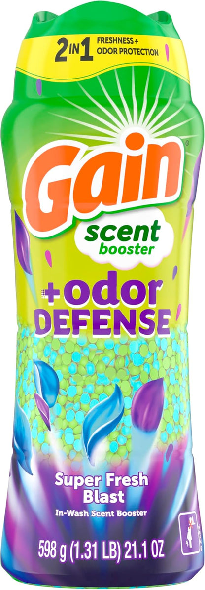 Gain Odor Defense In-wash Scent Booster, Super Fresh Blast scent, 21.1 OZ, 2 in 1 Freshness plus Odor Protection, laundry scent beads