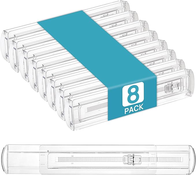 Vtopmart 8 Pack Shallow Drawer Dividers, 2.36" High 12.67"-21.14" Adjustable Expandable Kitchen Drawer Organizer, Clear Plastic Organizer Separators for Flatware, Utensil, Cutlery, Underwear, Clothes