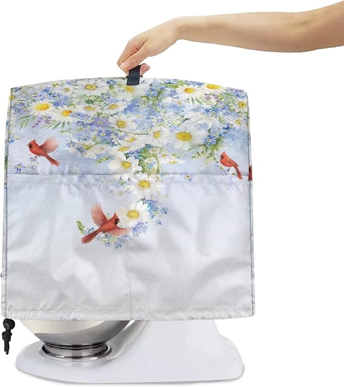 Cardinal Bird with Flower Mixer Dust Covers 6-8 Quart Stand Mixer Covers Protector Accessories Kitchen Decoration
