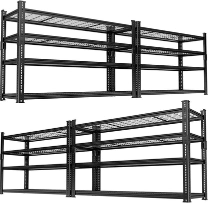 Storage Shelves Heavy Duty 4 PCS, 48"L x 18"W x 60"H Garage Wire Shelving Unit Loads 2640LBS, 4-tier Adjustable Metal Industrial Utility Shelf Rack for Kitchen, Laundry, Pantry, Warehouse, Basement
