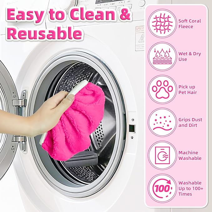 Reusable Mop Pads fit Swiffer Sweeper Mop - Microfiber Wet Pads Refill & Machine Washable Dry Sweeping Cloths for Mopping All Sealed Floors - Hardwood, Laminate, Tile & Stone (Mop is not Included)