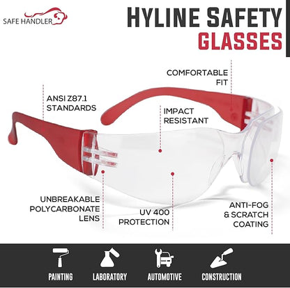 SAFE HANDLER Hyline Anti-Fog Color Safety Glasses Variety, Impact Resistant, Polycarbonate, Anti-Scratch