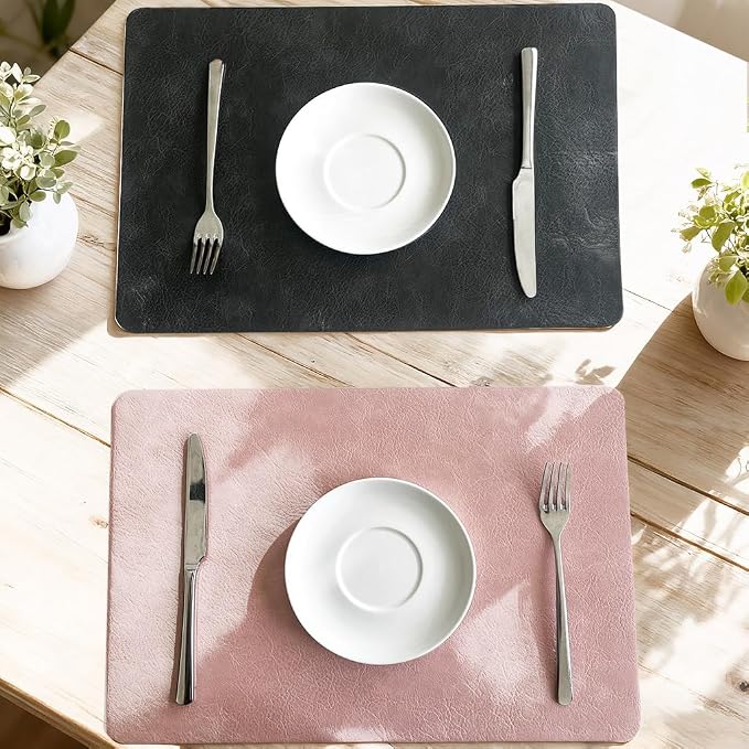 Placemats and Coaster Sets, Faux Leather Effect Place Mats