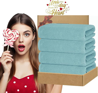 Luxury Bath Towels, 4PC Large 30" x 56" - 100% Cotton | Quick Dry | Hotel Quality | Thick | Soft | Absorbent, Lightweight Bath Towels, Shower Towel for Bathroom, Towel Gift Set, Aqua Teal