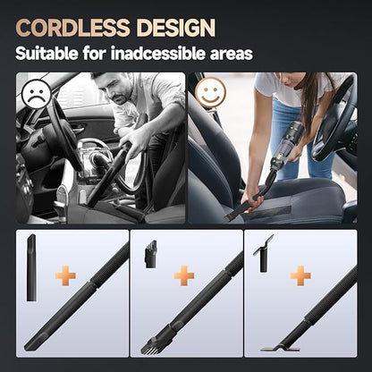Car Vacuum Portable Cordless, Foldable Handheld Vacuum with Brushless Motor, 22000PA High Power Mini Hand Vacuum Cleaner & Air Blower & Duster & Pump for Home, Pet, Office
