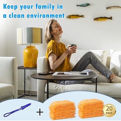 20 Count Heavy Duty Duster Kit for Swiffer Duster, Unscented Disposable Dusters with 1 Handle for Cleaning