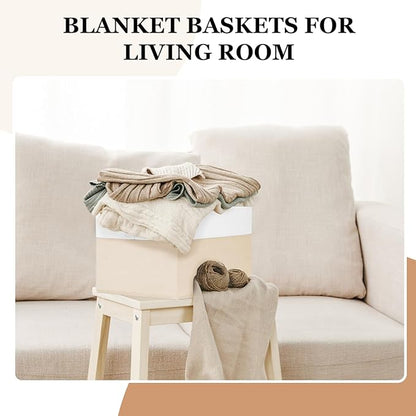 Criusia 8 Pack Large Storage Basket, Fabric Blanket Basket Living Room, Toy Organizers and Storage with Handles for Kids, Laundry Basket for Clothes Towel, Yarn and Craft Storage Bins (14L*10W*9.5H)