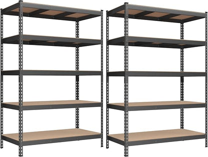 SONGMICS 5-Tier Storage Shelves, Load 2310 lb, Set of 2 Garage Storage, Boltless Assembly, Adjustable Shelving Unit, 23.6 x 47.2 x 70.9 Inches, for Study Shed Basement, Gray UGLR600G02