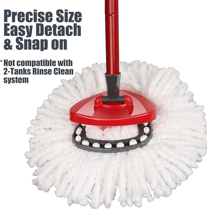 Mop Head Replacement for Ocedar: Spin Mop Heads Refill Compatible with O Cedar - 9 Pcs Kit Attachment Included 3 Microfiber Replace Heads, 55" Extended Mop Handle, 1 Mop Base and 1 Floor Scrub Brush