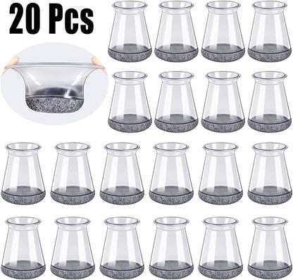 BUMACO Chair Leg Floor Protectors Chair Leg Protectors for Hardwood Floors Silicone Pads Covers to Protect Floors Clear-20 Pcs Universal XS (8/16"-15/16")