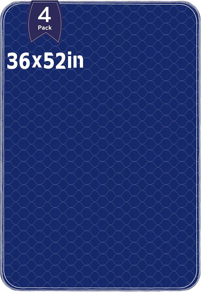Alsunny® Waterproof Bed Pads 36x52 Inch(4Pack),Hide Stains Pads for Beds for Incontinence Adults,Non Slip Heavy Absorbency Bed Pads for Elderly,Bed Protector Pads,Reusable Bed Pads Washable Waterproof