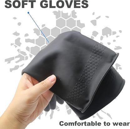 Chemical Resistant Latex Gloves,Cleaning Protective Safety Work Heavy Duty Rubber Gloves, S-M-L-XL Size, Black 1 Pair