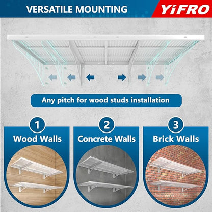 4-Pack 1.5x4ft Heavy Duty Garage Wall Shelving, 1000 lbs Load Capacity, Garage Storage Rack with Hooks, White