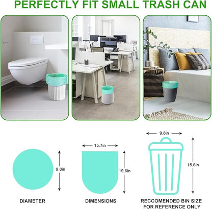 2.6 Gallon Mini Compostable Trash Bag - Small Garbage Bags For Bathroom Can Blue 100 Count 10 Liter Biodegradable Unscented Waste Basket Liners Bathroom Kitchen Office Strong Thick Inwaysin