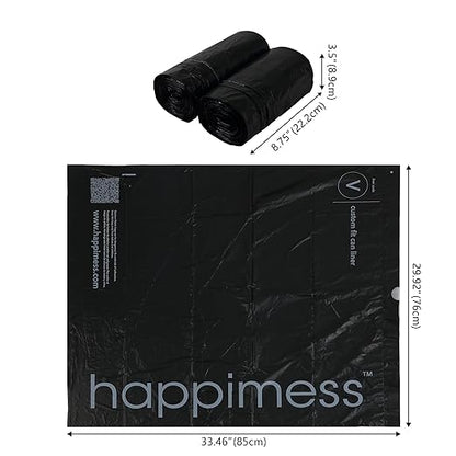 happimess HPM3000V-BLACK 30 Gallon Drawstring Unscented Trash Can Liner for Business Home Kitchen Commercial and Industrial Black (100-Count, 4-Rolls of 25 Liners)