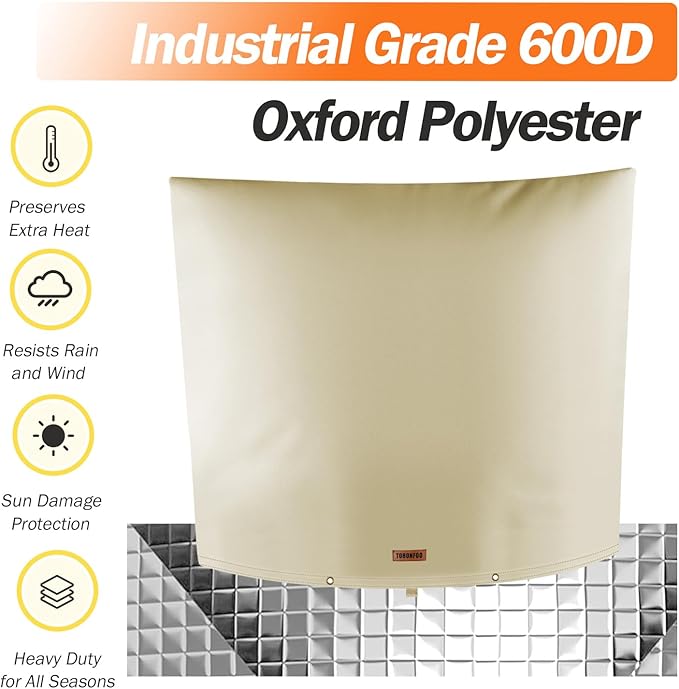 Backflow Preventer Pipe Insulation Cover (5°F) - Irrigation Sprinkler Valve Insulated Pouch - Water Well Pump Cover - Sturdy 5 Layers for Winter Freeze Protection, 40" W x 40" H, Beige